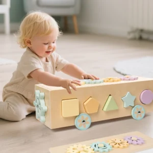 Montessori Toys for Baby Color Sorting Early Education Toys Shape Matching Game Wooden Linkage Gear Fine Motor Sensory Toys