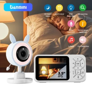 Danmini 3.5-inch Baby Monitor, 720p, Security Camera, RGB Full-Color Night Light, 2.4 GHz Wireless Connection baby newborn items
