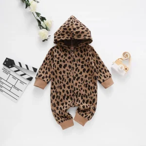 Baby Girl Long Sleeve Hooded Romper Suit with Hat Spring Autumn Infant All-in-One Clothing for Toddlers