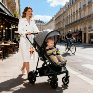 High view baby stroller, 2-in-1 newborn stroller, foldable outdoor camping vehicle, bidirectional push, Christmas gift