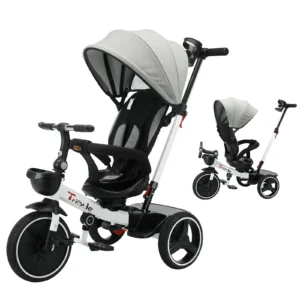 5-in-1 Baby Stroller Tricycle, Adjustable Canopy, Sit & Recline, Quick Assembly.