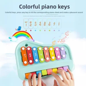 2-in-1 Xylophone Piano Toddler Toy 8 Note Musical Instrument with Mallets for Kids Multifunctional Baby Learning Toy for Girls