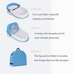 Portable Newborn Baby Bed Travel Bionic Isolation Crib, Foldable Anti-Stress Bassinet for Baby
