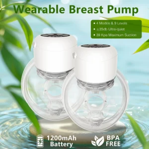 Hands-Free Wearable Breast Pump - Electric Silent 4 Modes 9 Suction Levels, BPA-Free Portable 24mm Flange for Breastfeeding