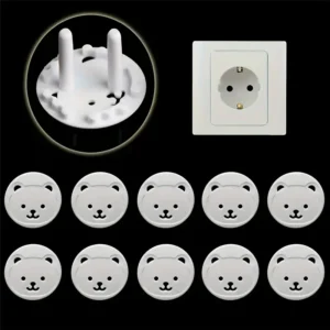 10pcs Bear EU Power Socket Electrical Outlet Baby Kids Child Safety Guard Protection Anti Electric Shock Plugs Protector 2027