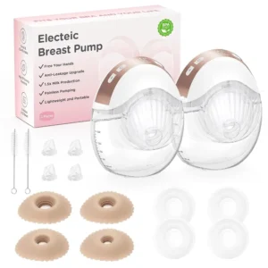 2pcs Hands Free Electric Breast Pump, Pain-Free, BPA-Free, Quick Installation 3 Modes and 12 Levels with 17/19/21/24 mm Flanges