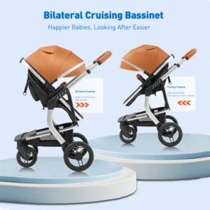 Baby Stroller High-Land scape Baby Carriage Adjust Position for Infant Toddler Portable Folding Pram Reversibale Stroller 2in1