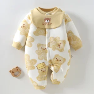 Infant Long-Sleeved Romper Suit for Boys and Girls Thickened Cotton Winter Wear for Newborns Crawling Suit Winter Pure Cotton